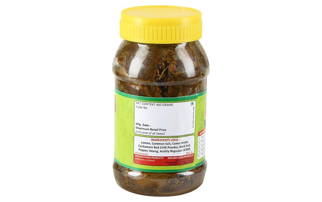 Aroura Lemon Heeng (In Mustard Oil)   Plastic Jar  400 grams